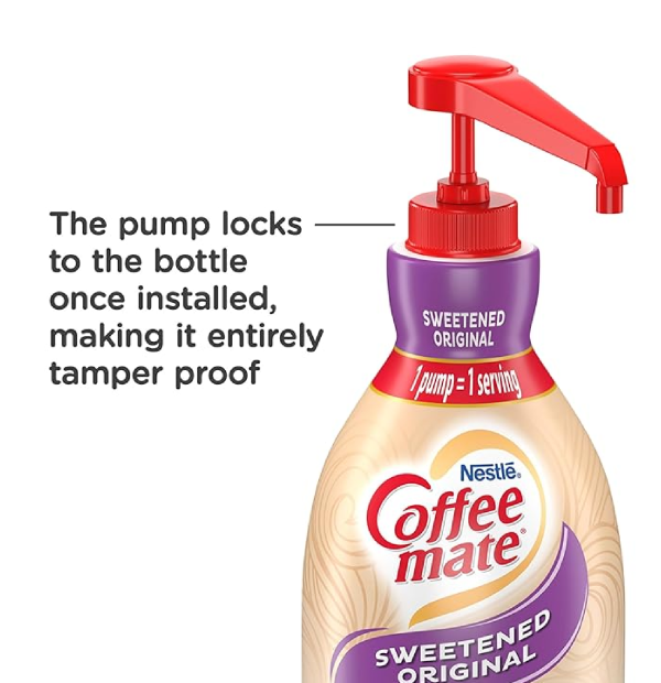 Nestle Coffee mate Coffee Creamer Sweetened Original Concentrated Liquid Pump Bottle Non Dairy No Refrigeration 50.7 Ounces Pack of 2-back 2