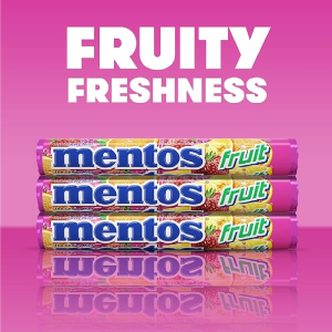 Mentos Candy Mint Chewy Candy Roll Fruit Non Melting 1.32 Oz 6 count Pack of 1-back