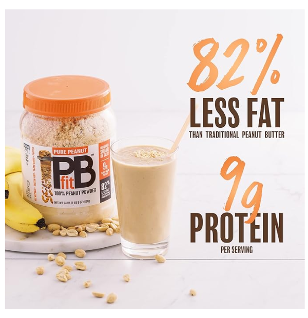 PBfit Pure Peanut, Powdered Peanut Powder Non-GMO Plant-Based Gluten-Free Protein Powder 9g of Protein 9% DV 24 oz-back