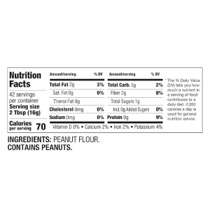 PBfit Pure Peanut, Powdered Peanut Powder Non-GMO Plant-Based Gluten-Free Protein Powder 9g of Protein 9% DV 24 oz-nf