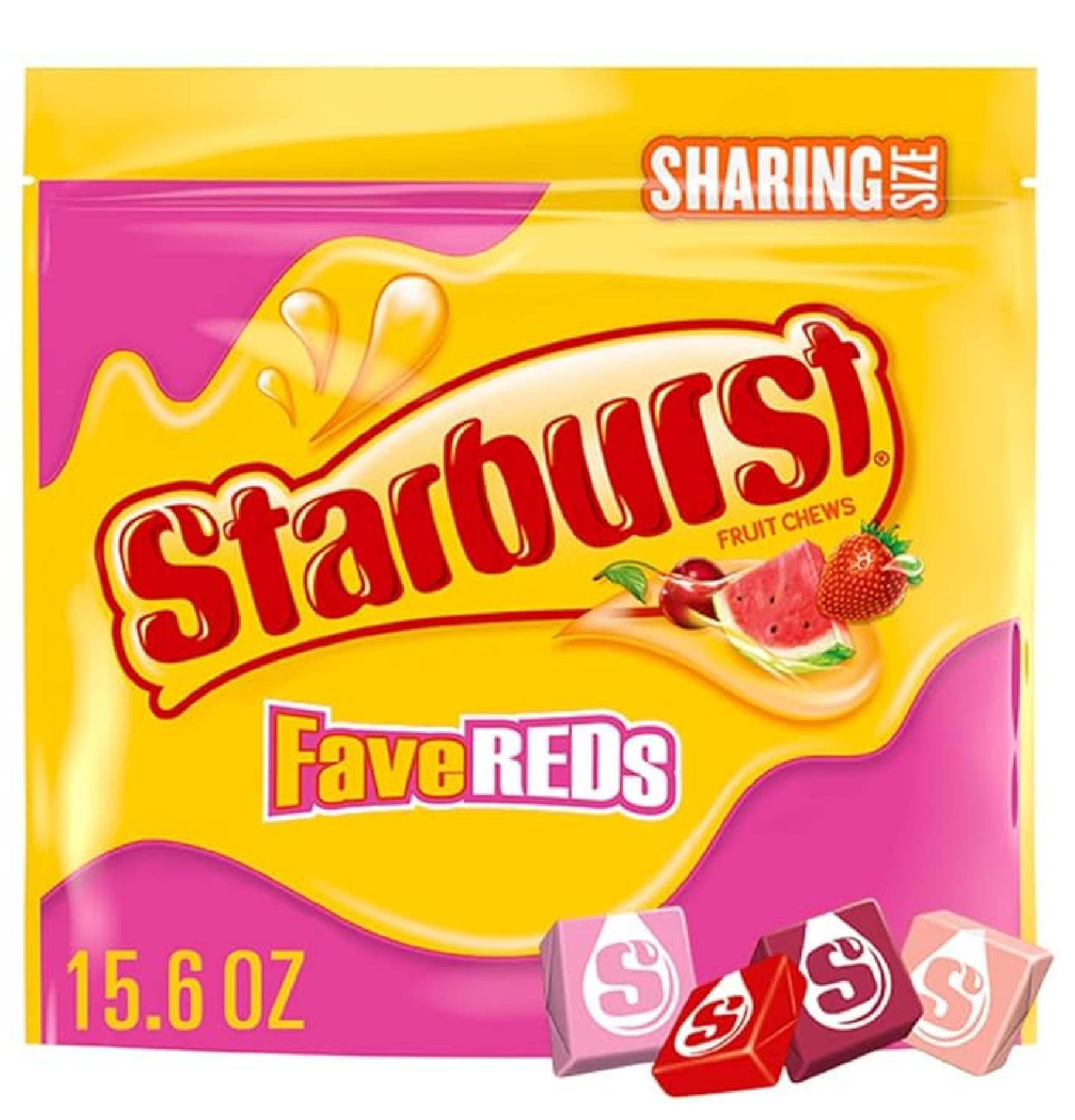 STARBURST FaveReds Fruit Chews Summer Candy Sharing Size 15.6 oz Resealable Bag-main