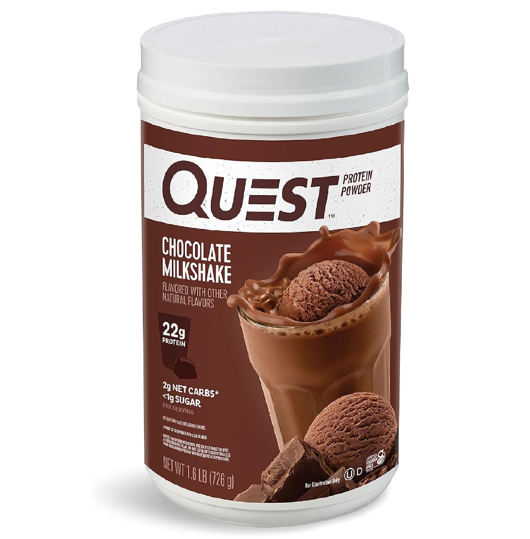 Quest Nutrition Chocolate Milkshake Protein Powder 22g Protein 2g Net Carbs 1g Sugar Low Carb Gluten Free 1.6 Pound 24 Servings-main