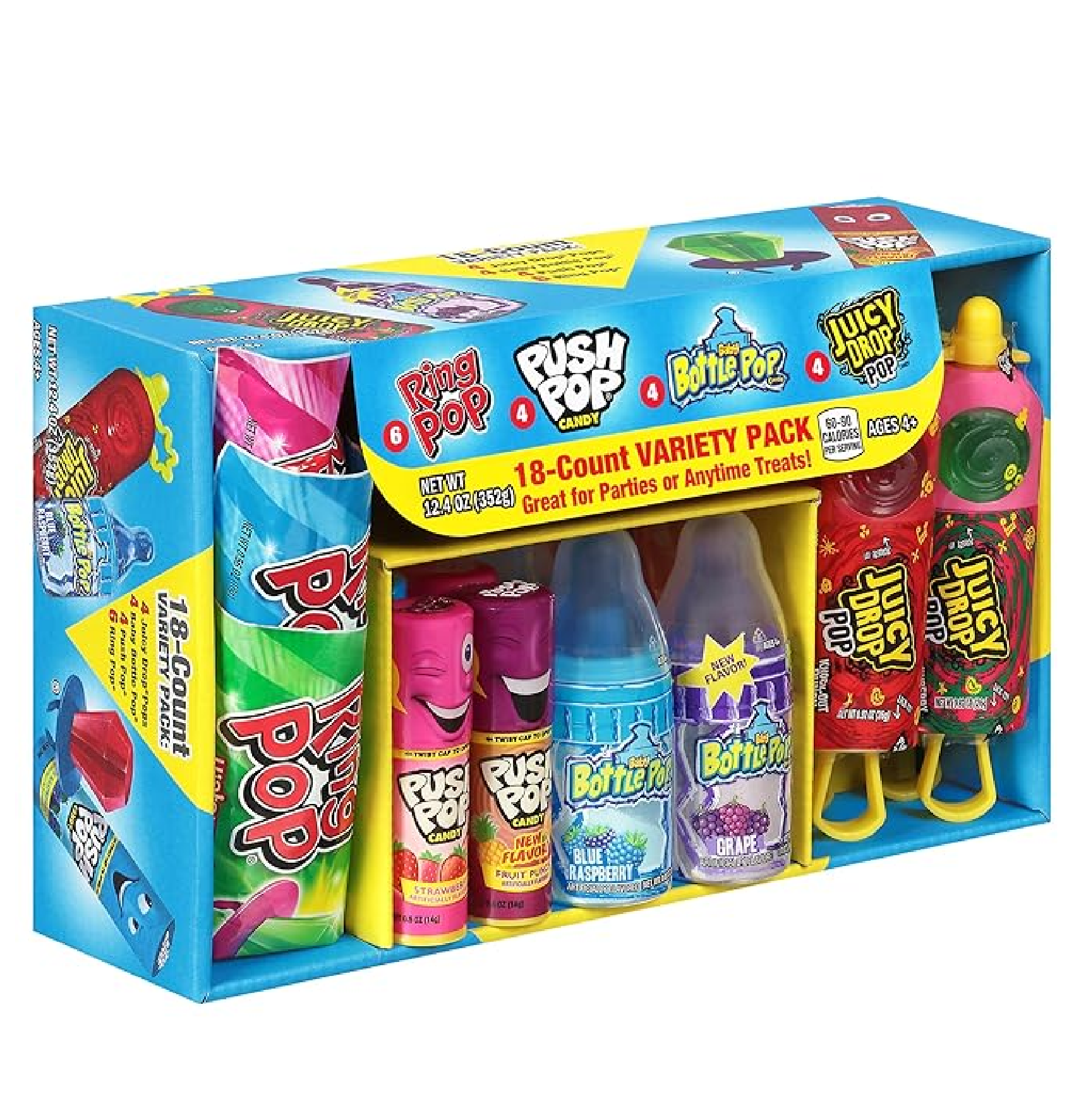 Ring Pop & Push Pop Candy Variety Pack 30 Count Individually Wrapped Lollipops with Assorted Flavors Fun Bulk Candy For Party Favors Birthdays and Candy Gifts by Bazooka Candy Brands-back