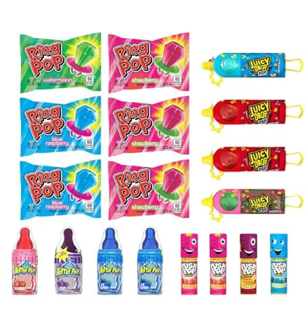 Ring Pop & Push Pop Candy Variety Pack 30 Count Individually Wrapped Lollipops with Assorted Flavors Fun Bulk Candy For Party Favors Birthdays and Candy Gifts by Bazooka Candy Brands-back2