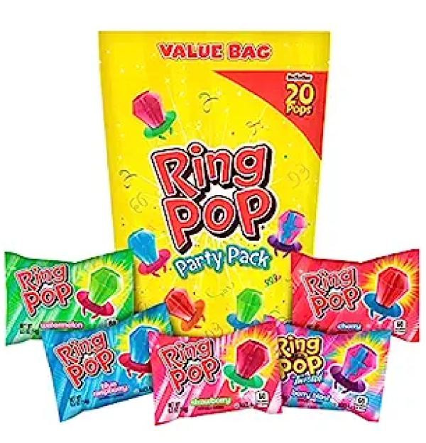 Ring Pop Individually Wrapped Bulk Lollipop Variety Party Pack 20 Count Suckers w/ Assorted Fruity Flavors Fun Candy for Kids Hard Candy for Party Favors Birthdays Celebrations & Goodie Bags-main