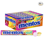 Mentos Candy Mint Chewy Candy Roll Fruit Non Melting Holiday Party Concessions Office 14 Pieces Bulk Pack of 15 - Packaging May-main