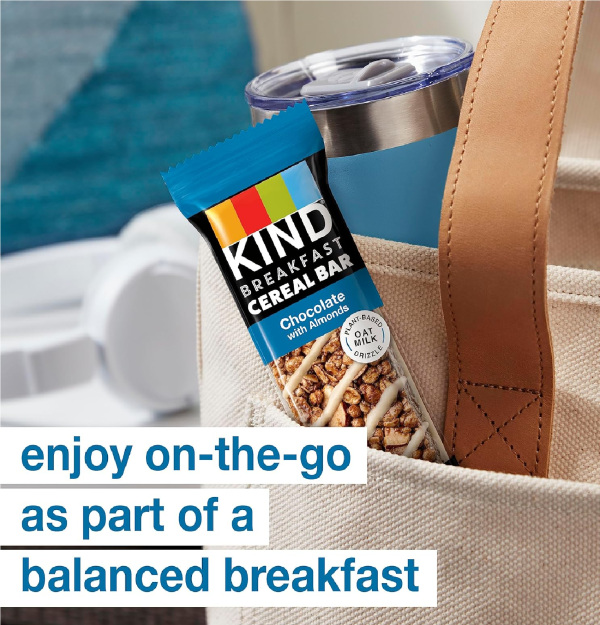 KIND Breakfast Cereal Bars Gluten Free Snacks Chocolate with Almonds 9.3oz Box 6 Bars-back2