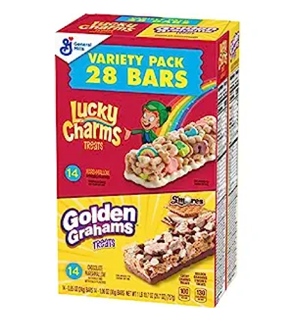 Golden Grahams Lucky Charms Breakfast Cereal Treat Bars Variety Pack 28 ct-main