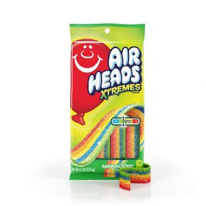 Airheads Xtremes Belts Sour Candy Rainbow Berry Non Melting Bulk Party Bag 4.5 oz Pack of 12-back