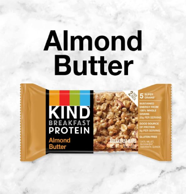 KIND Breakfast Healthy Snack Bar Almond Butter Gluten Free Breakfast Bars 8g Protein 1.76 OZ Packs 6 Count-back2