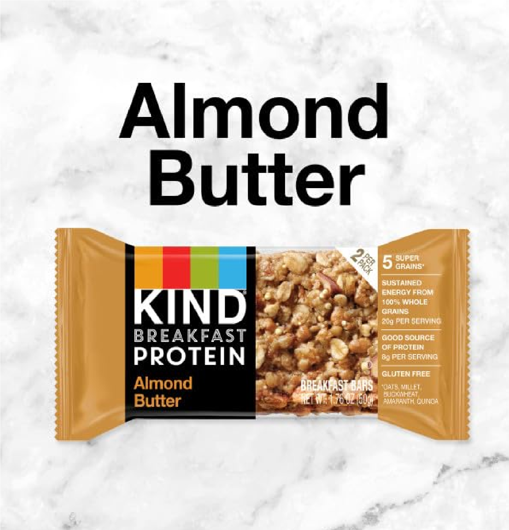 KIND Breakfast Healthy Snack Bar Almond Butter Gluten Free Breakfast Bars 8g Protein 1.76 OZ Packs 6 Count-back2