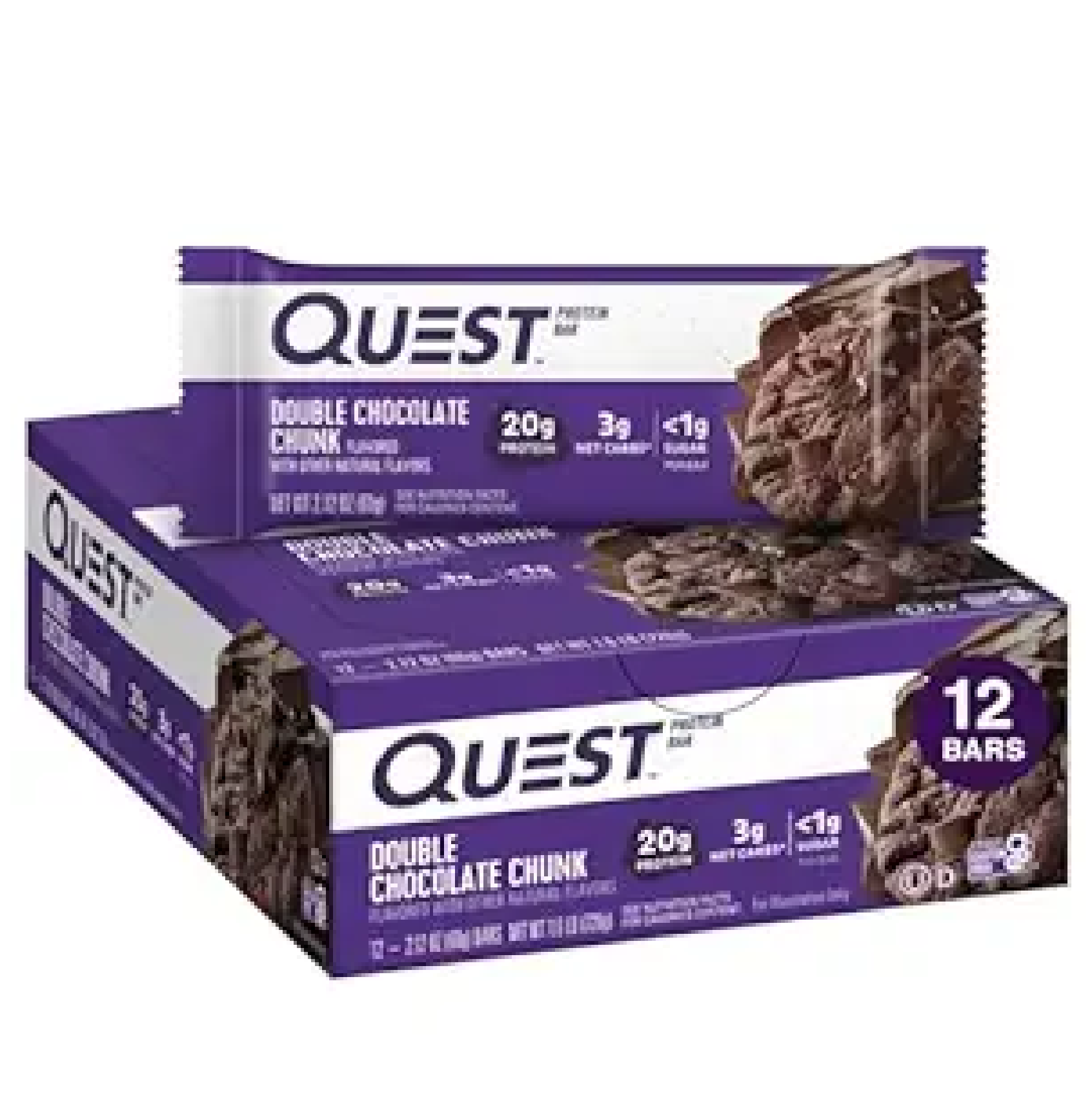 Quest Nutrition Double Chocolate Chunk Protein Bars High Protein Low Carb Gluten Free Keto Friendly 12 Count-main